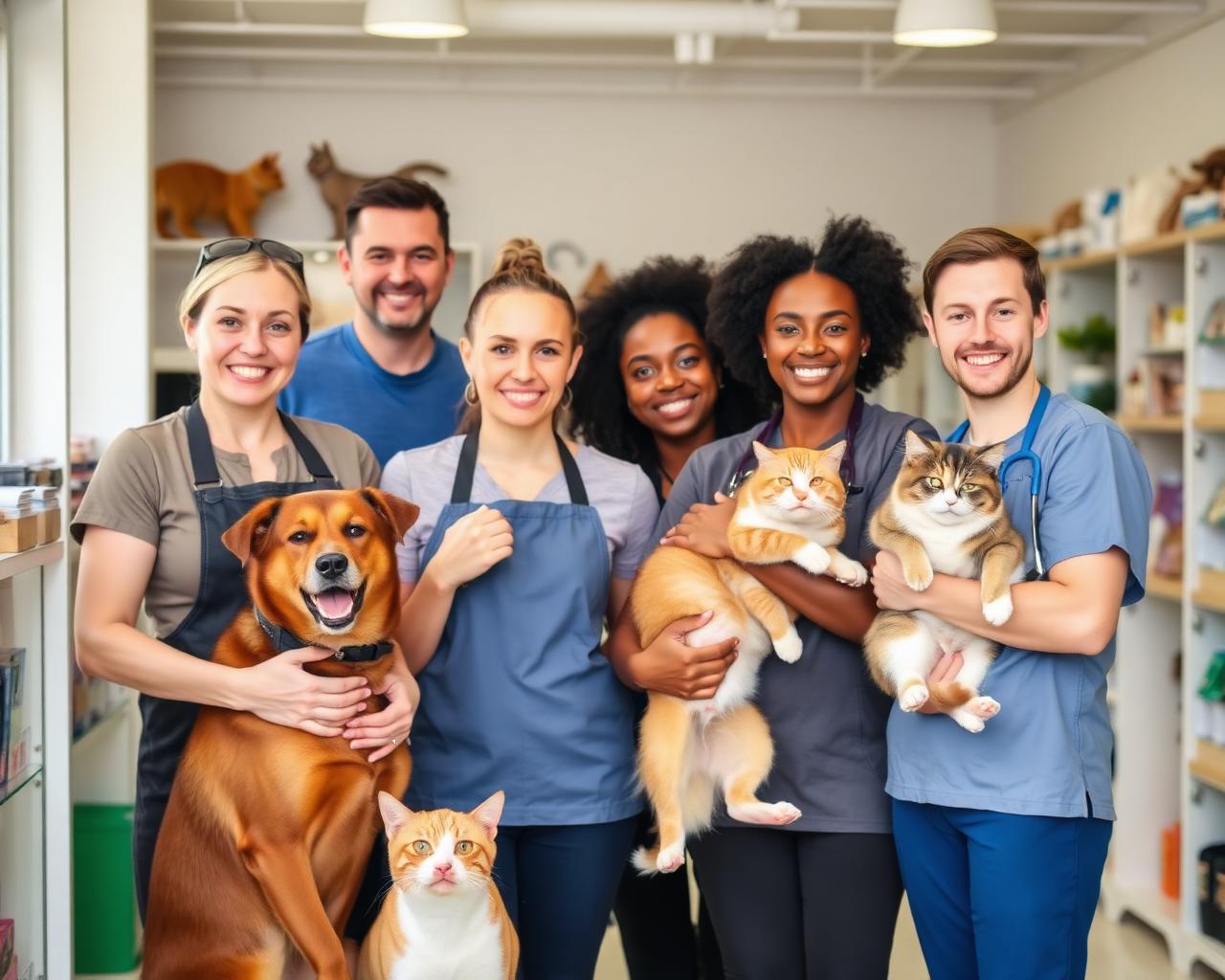 Equipe Dog's House com pets felizes